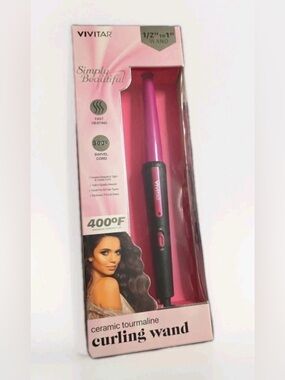 Vivitar Pink Ceramic Tourmaline Curling Wand - 1/2" to 1"